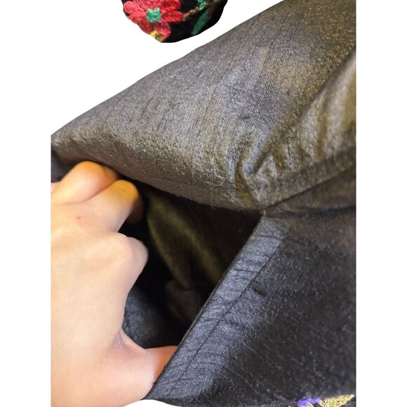 NWT Black Floral Embroidered Open Front Long Cardigan L - Picture 6 of 7